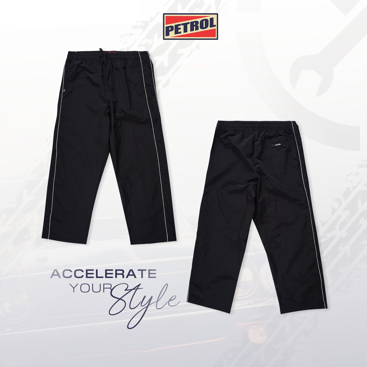 Petrol Men's Basic Non-Denim Jogger Pants Mid-Rise Fitting 191444 (Black)