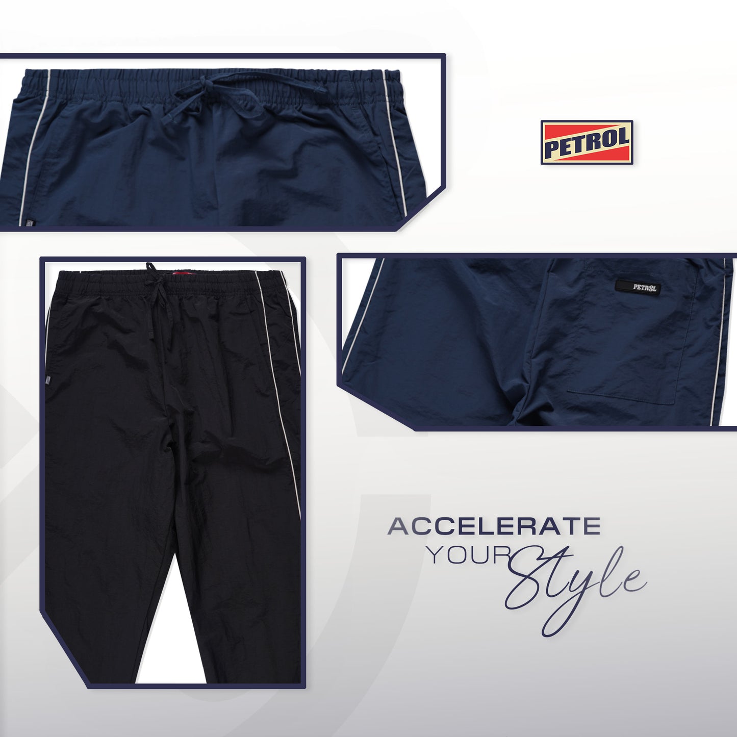 Petrol Men's Basic Non-Denim Jogger Pants Mid-Rise Fitting 191444 (Black)