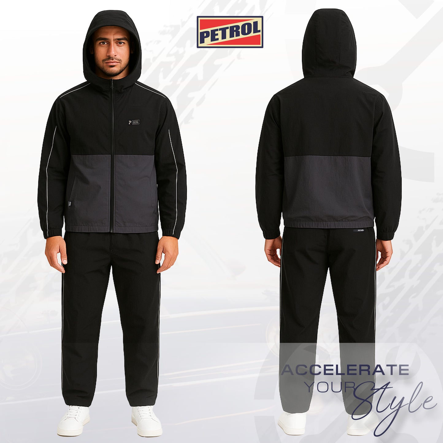 Petrol Men's Basic Non-Denim Jogger Pants Mid-Rise Fitting 191444 (Black)