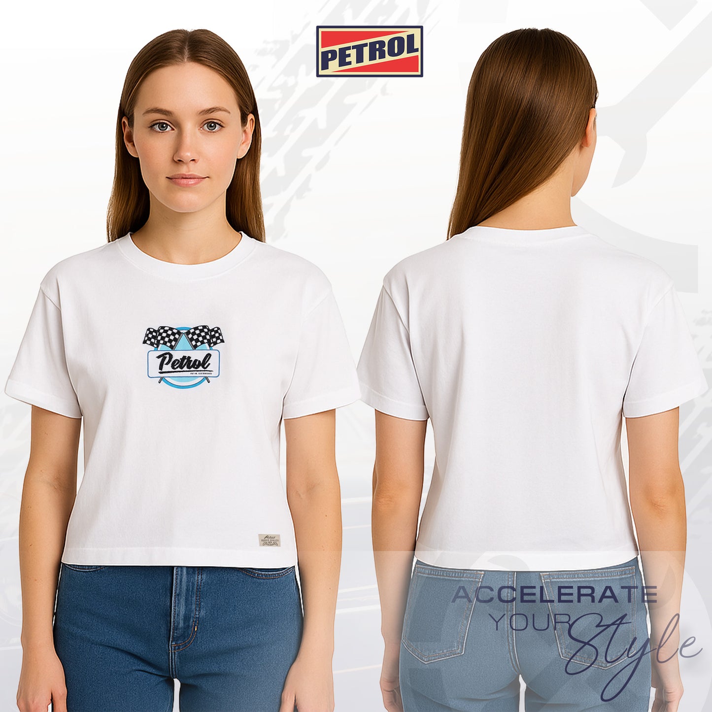 Petrol Ladies Basic Tees Crop Fitting 178050 (White)