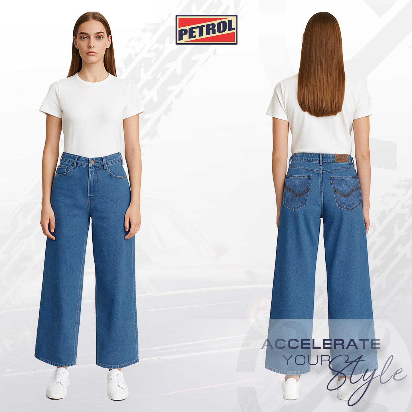 Petrol Ladies Basic Denim Wide Leg Fitting 189708 (Light Shade)