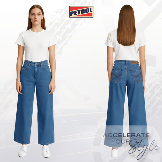 Petrol Ladies Basic Denim Wide Leg Fitting 189708 (Light Shade)