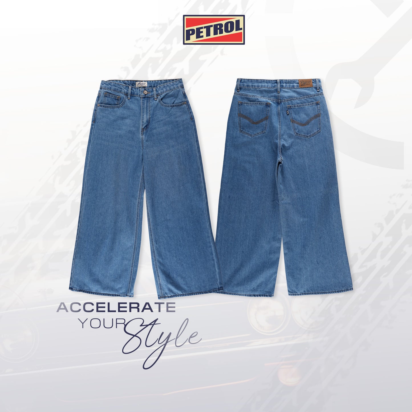 Petrol Ladies Basic Denim Wide Leg Fitting 189708 (Light Shade)