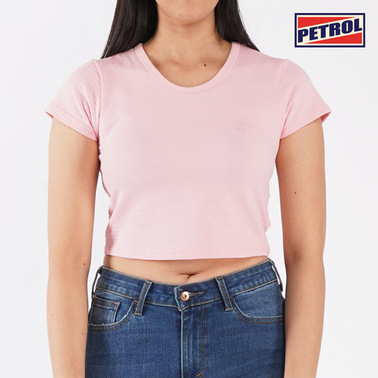 Petrol Basic Tees for Ladies Crop Top Shirt Trendy fashion Plain Missed Lycra Fabric Casual Top Almond Blossom T-shirt for Ladies 138518 (Almond Blossom)