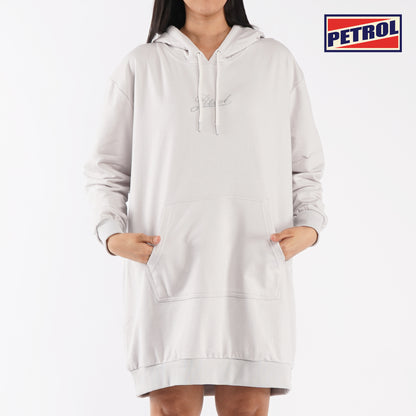 Petrol Modified Ladies Jacket Dress with hoodie and pocket for Women Regular Fitting Cotton Jersey Fabric Trendy Fashion High Quality Apparel Comfortable Casual Dress for Women 118574 (Light Gray)
