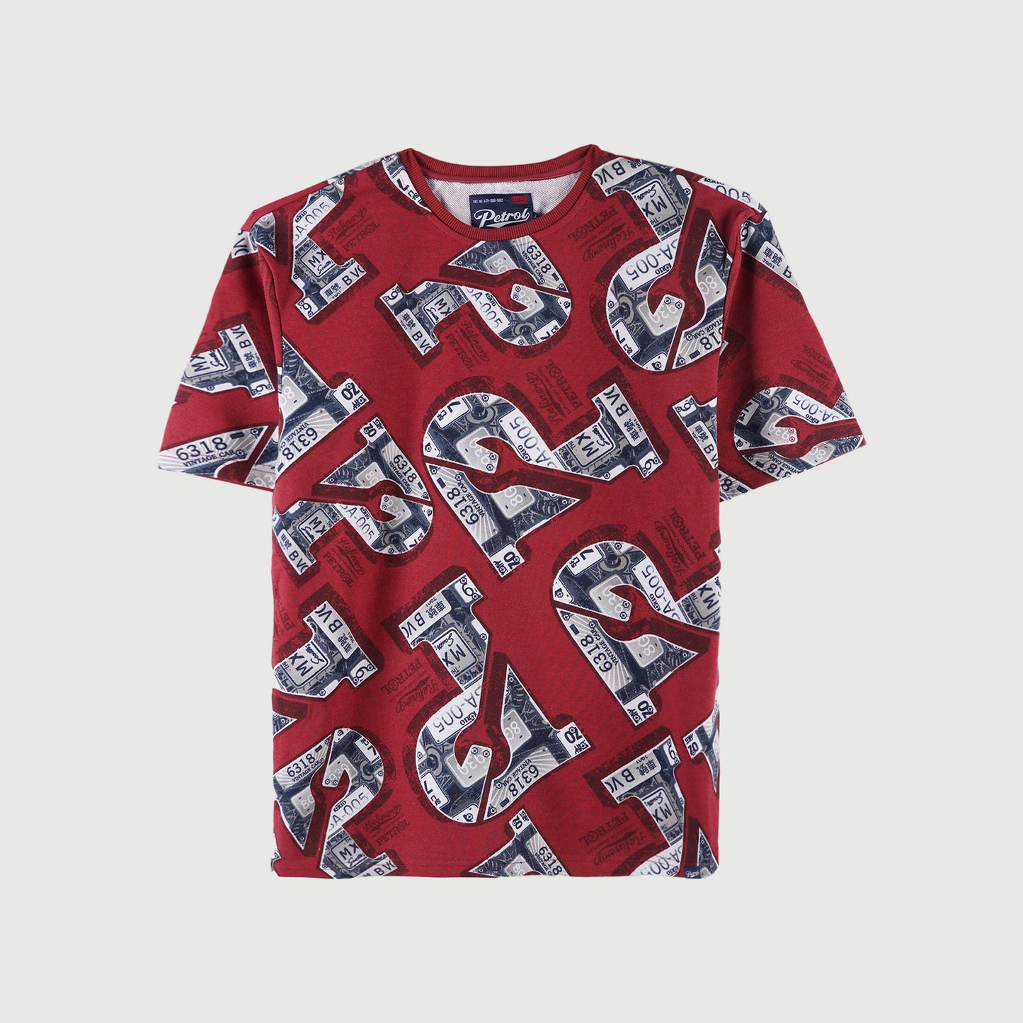 Petrol Basic Tees for Men Oversized Boxy Fitting Shirt Fashionable Trendy fashion Casual Top Crimson T-shirt for Men 115875 (Crimson)