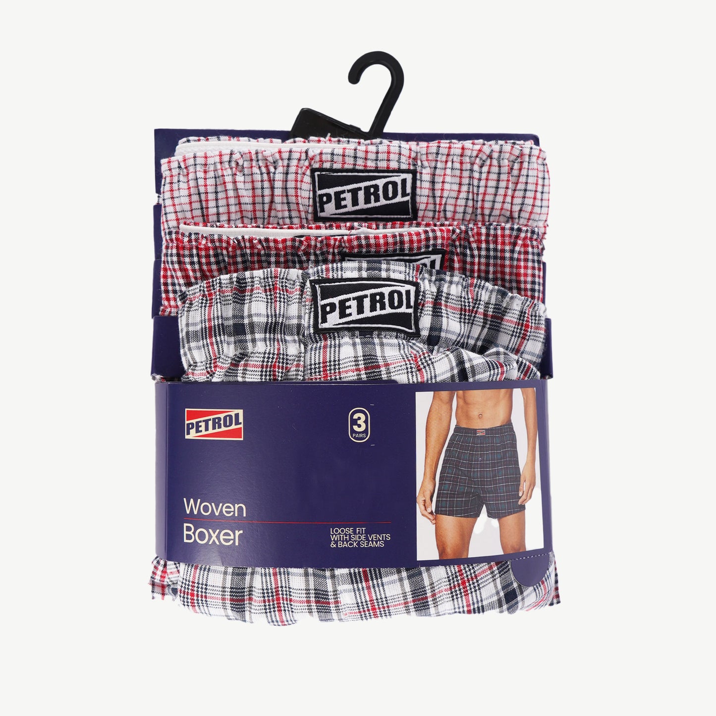 Petrol Men's Basic Accessories 3in1 Innerwear Cotton Fabric 3pcs Set Assorted Boxer short for Men 113912 (Assorted)