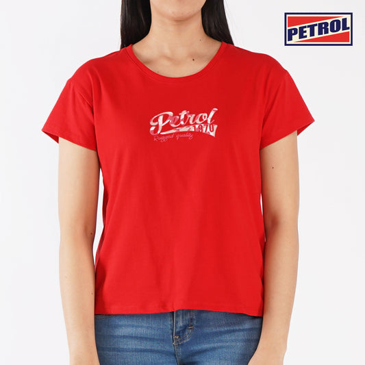 Petrol Basic Tees for Ladies Boxy Fitting Shirt CVC Jersey Fabric Trendy fashion Casual Top Scarlet T-shirt for Ladies 134728-U (Scarlet)