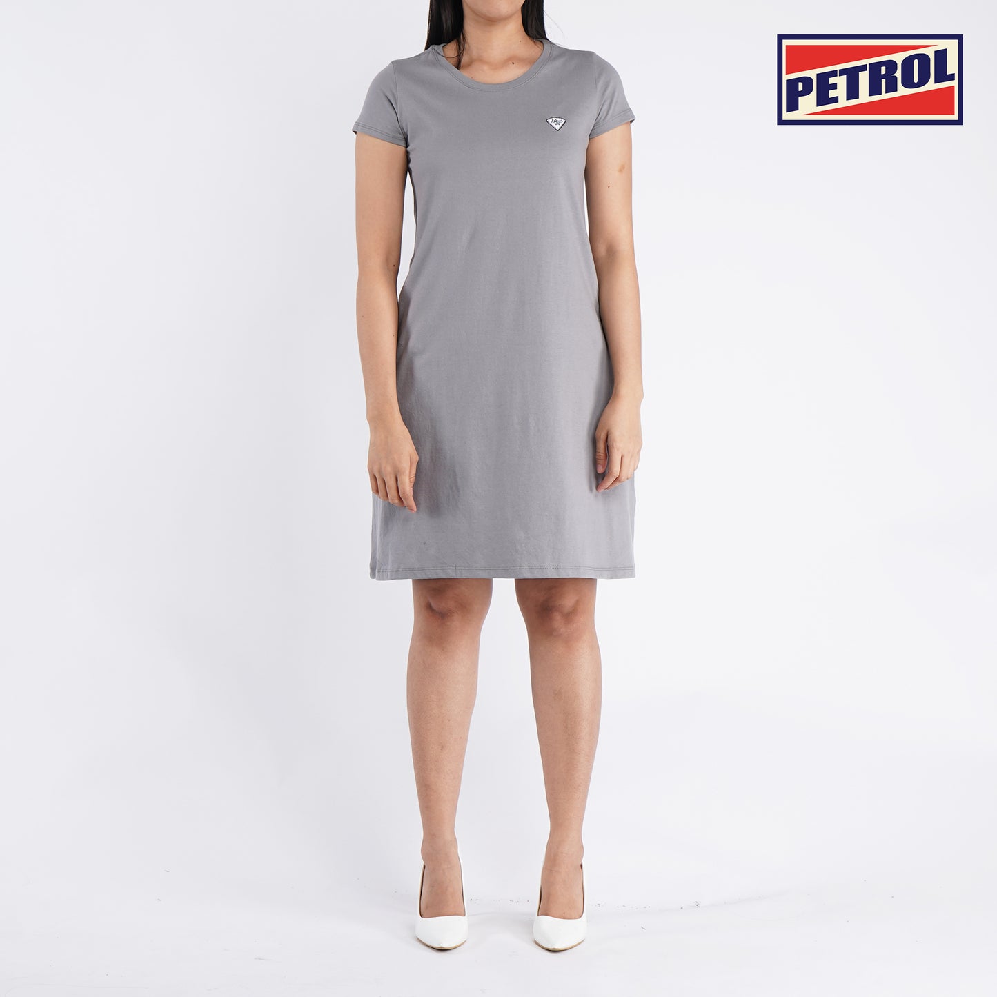 Petrol Ladies' Modified Dress Regular Fitting Blouse CVC Jersey Fabric Trendy fashion Casual Top Gray Dress for Ladies 141665 (Gray)