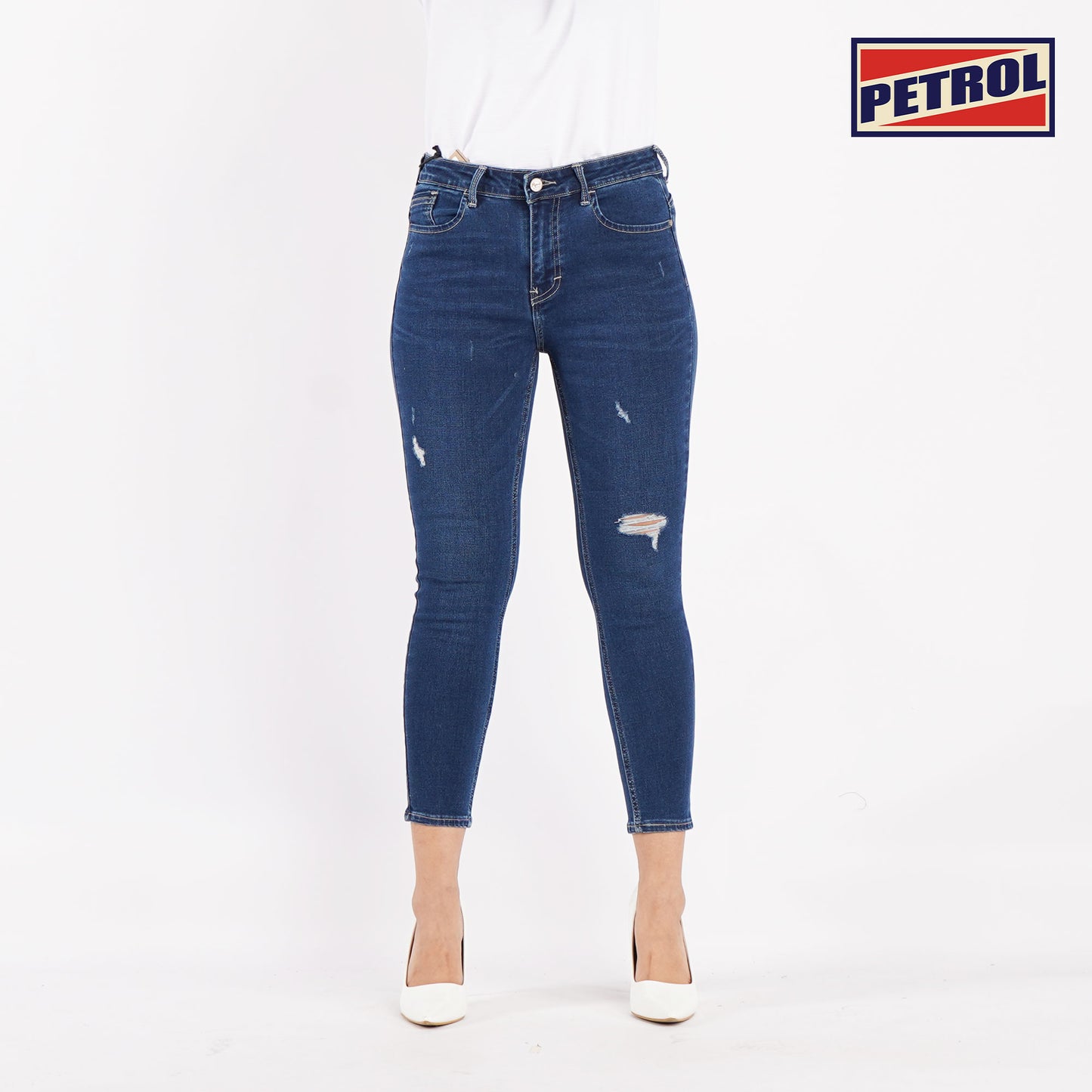 Petrol Ladies Basic Denim Stretchable Cropped jeans for Women Mid Waist Trendy Fashion High Quality Apparel Comfortable Casual Ankle Cut Pants for Women Mid Rise 125607-U (Medium Shade)