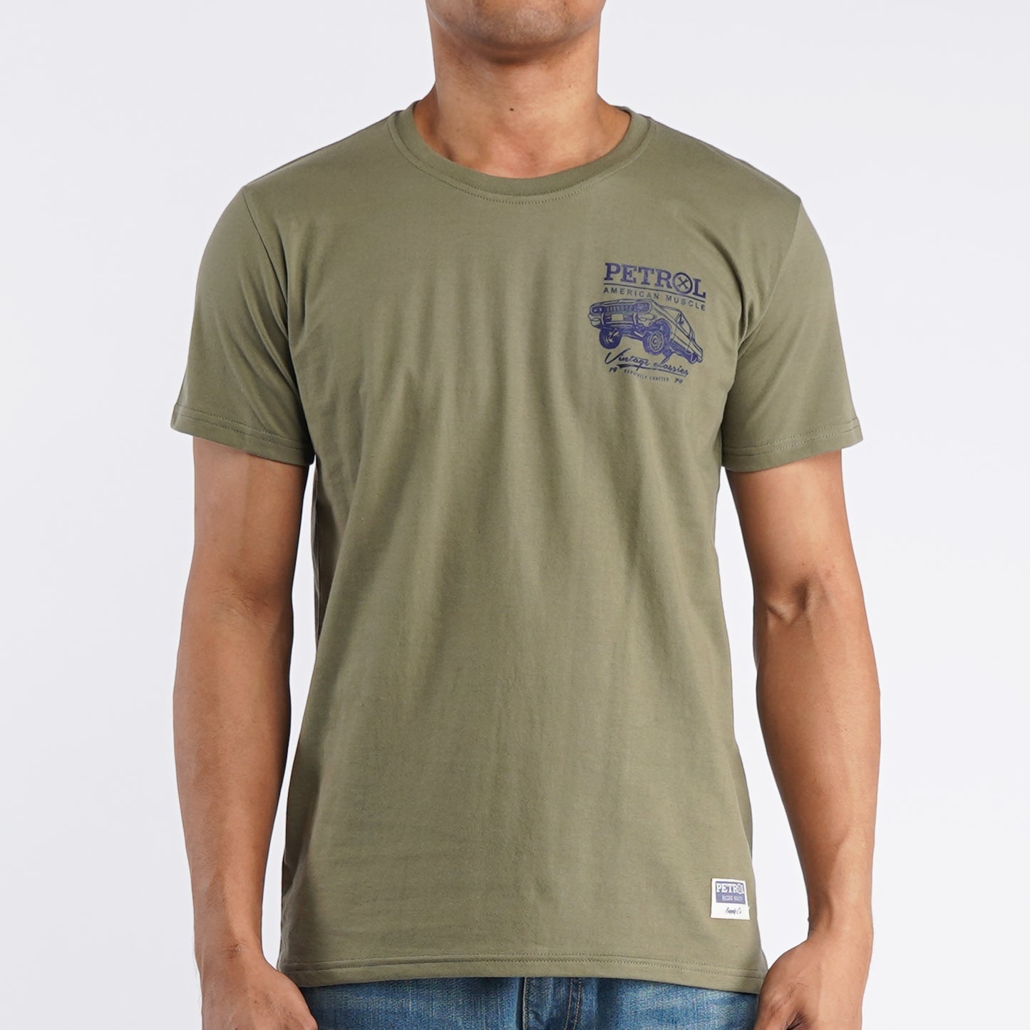 Petrol Basic Tees for Men Slim Fitting Shirt CVC Jersey Fabric Trendy fashion Casual Top Fatigue T-shirt for Men 126932-U (Fatigue)