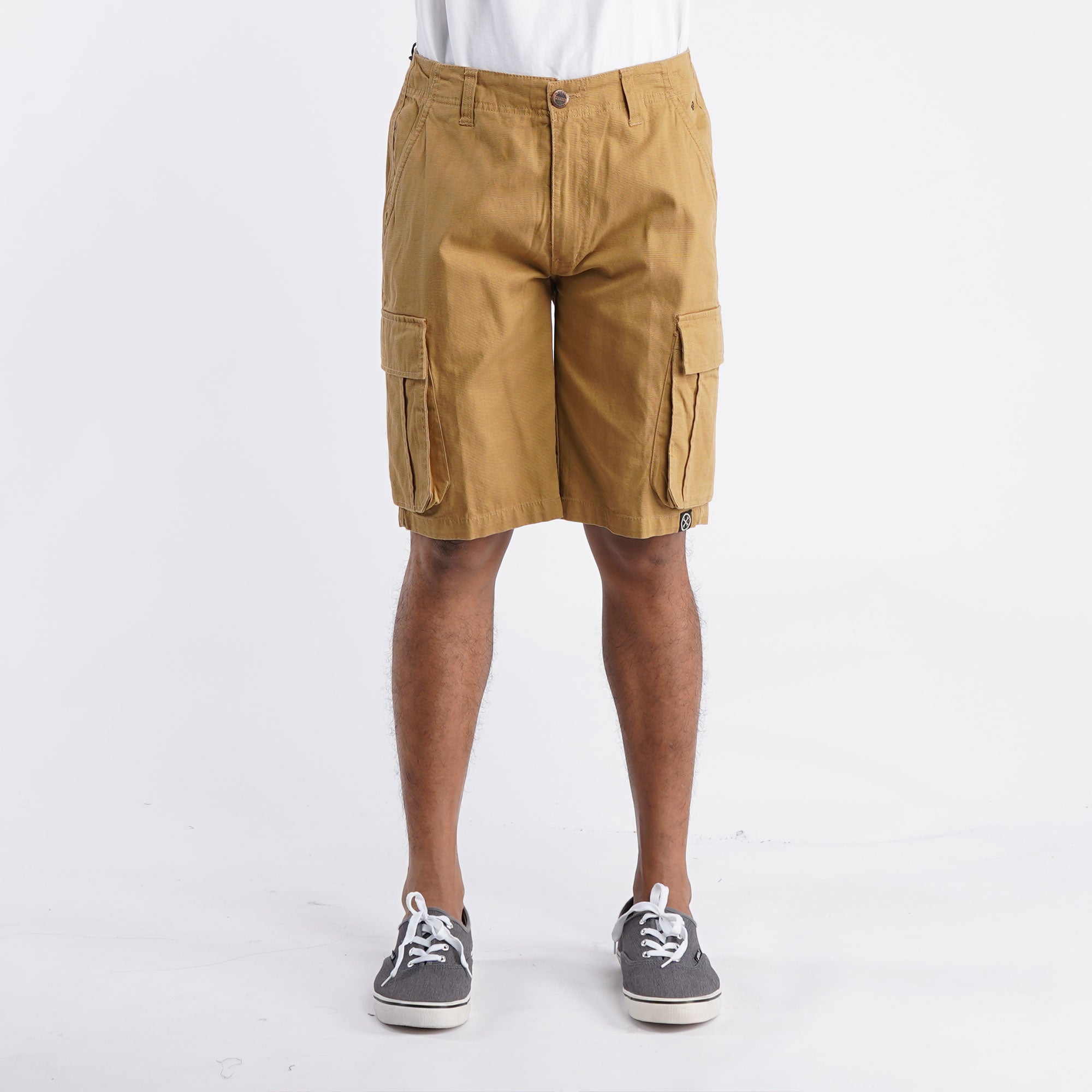 Petrol Basic Non Denim Cargo Short for Men Regular Fitting With Pocket Garment Wash Fabric Casual Short Khaki Cargo Short for Men 126807 Khaki