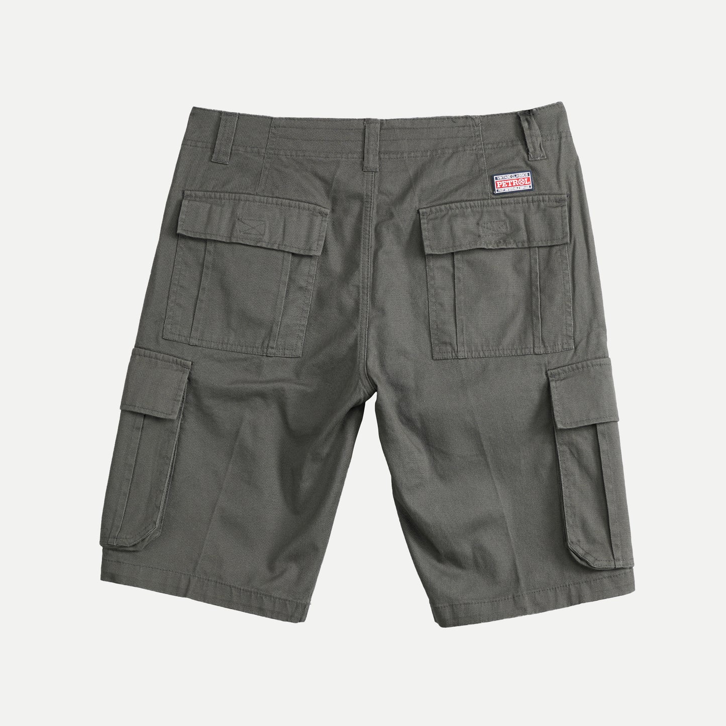 Petrol Basic Non-Denim Cargo Short for Men Regular Fitting Garment Wash Fabric Casual Short Cargo Short for Men 126796 (Gray)