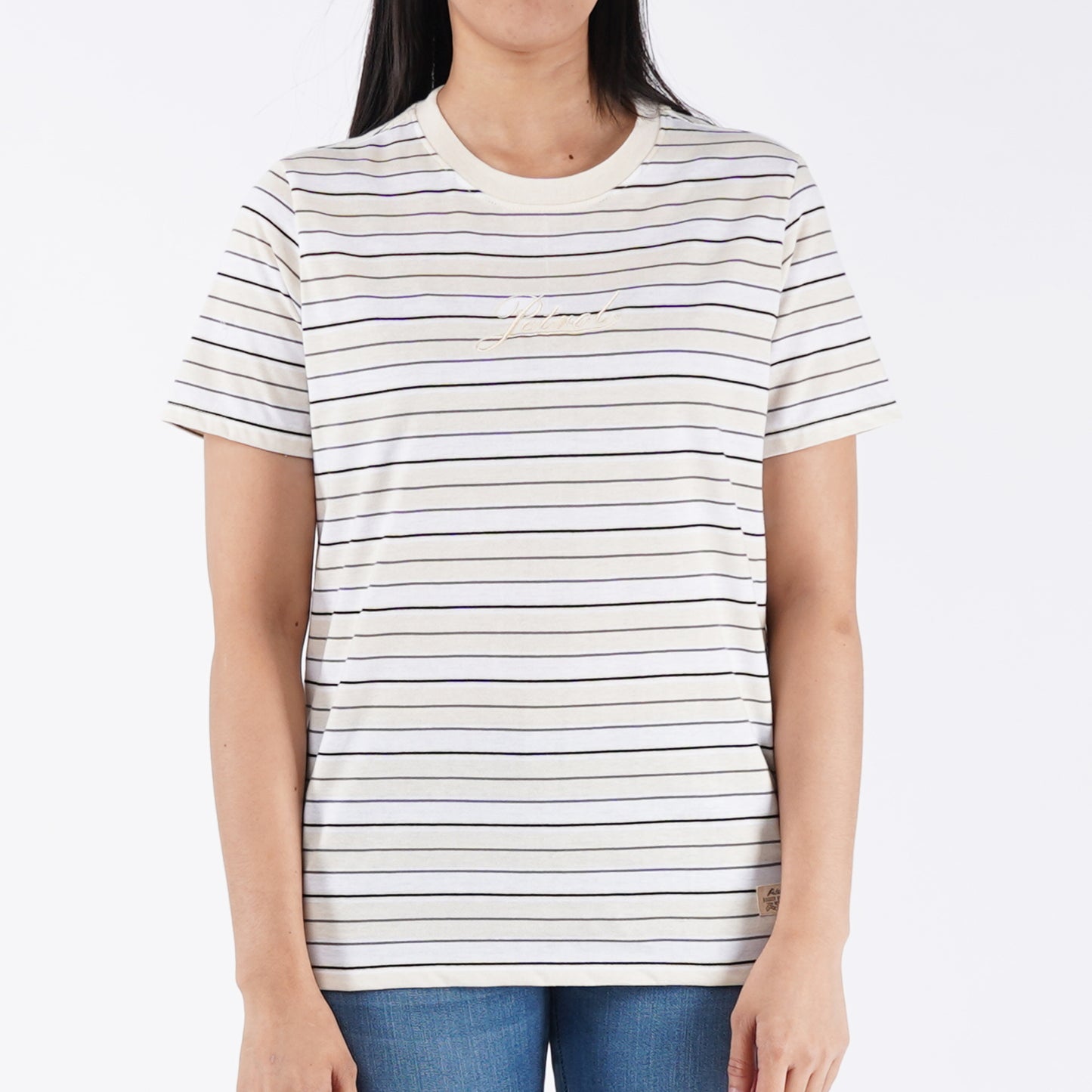 Petrol Basic Tees for Ladies Relaxed Fitting Shirt Stripe Jersey Fabric Trendy fashion Casual Top Beige T-shirt for Ladies 117676 (Beige)