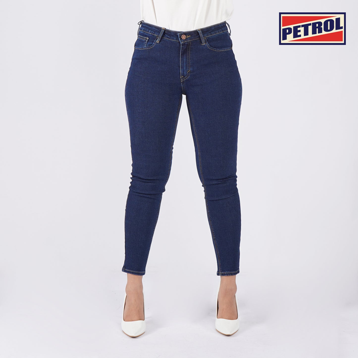 Petrol Ladies Basic Denim Fashionable Casual Apparel Stretchable Maong Pants For Women Super skinny Fitting High waist Trendy Fashion High Quality Stretchable Jeans For Women 139297-U (Dark Shade)