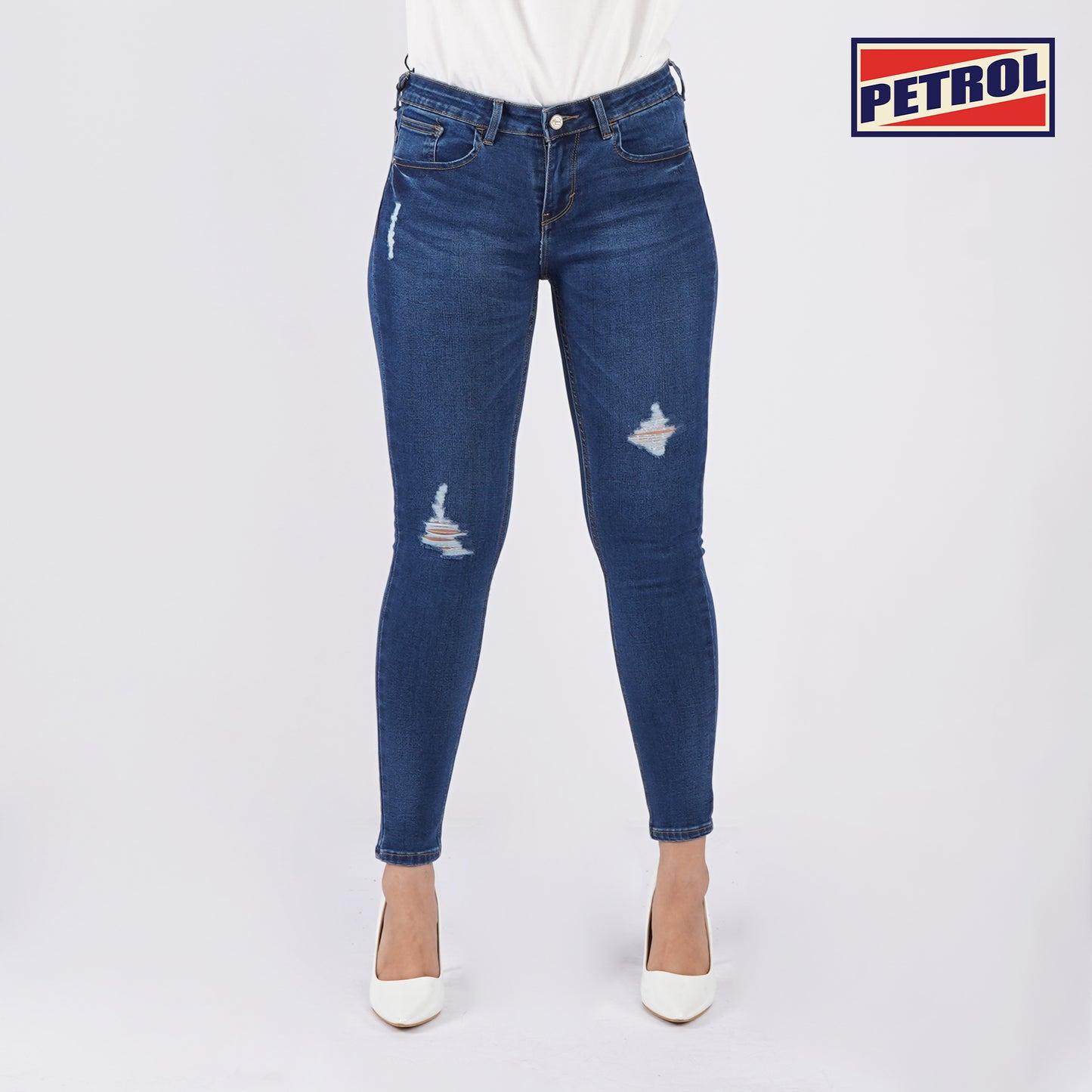 Petrol Ladies Basic Denim Fashionable Casual Apparel Stretchable Maong Pants For Women Super skinny Fitting High waist Trendy Fashion High Quality Stretchable Jeans For Women 147266 (Medium Shade)