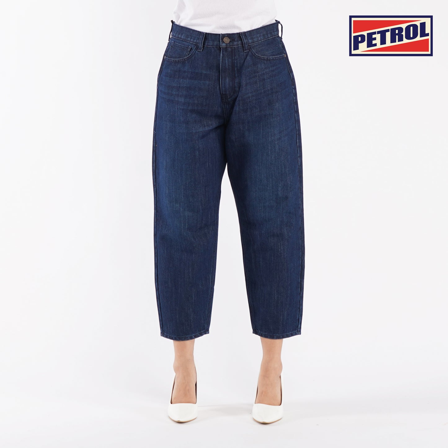 Petrol Ladies Basic Denim Fashionable Casual Apparel Maong Pants For Women High Waisted Balloon Fit Denim Jeans Trendy Fashion High Quality Jeans For Women 148012 (Dark Shade)