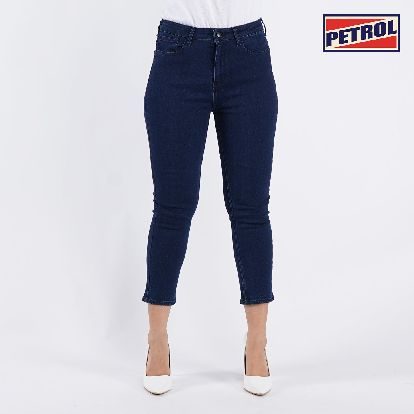 Petrol Ladies Basic Denim Fashionable Casual Apparel Slim Fitting Mid waist Trendy Fashion High Quality Bio Rinse Jeans For Women 146560-U (Dark Shade)