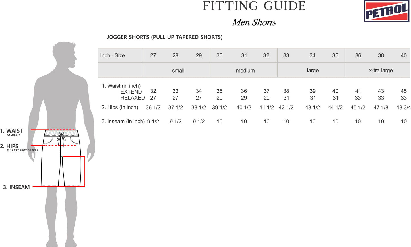 Petrol Basic Non-Denim Jogger Shorts for Men Regular Fitting Garment Wash Fabric Casual short Medium Shade Jogger short for Men 150775 (Medium Shade)