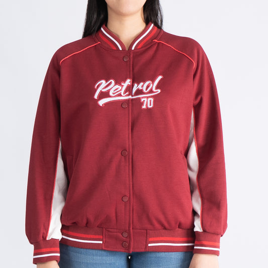 Petrol Basic Jacket for Ladies Relaxed Fitting Trendy fashion Casual Top Crimson Jacket for Ladies 130801 (Crimson)