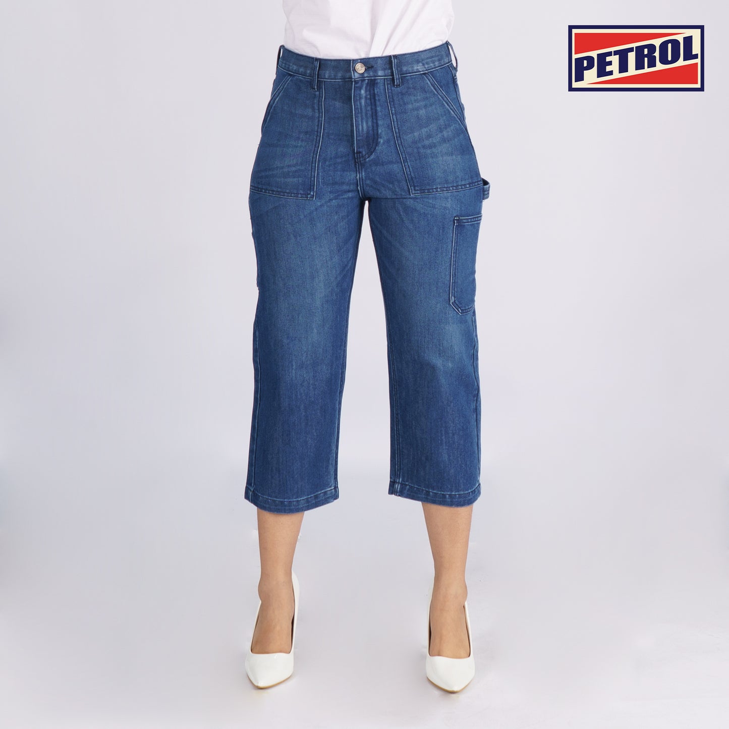Petrol Basic Denim Pants for Ladies Regular Fitting Mid Rise Carpent Trendy fashion Casual Bottoms Medium Shade Jeans for Ladies 152447 (Medium Shade)