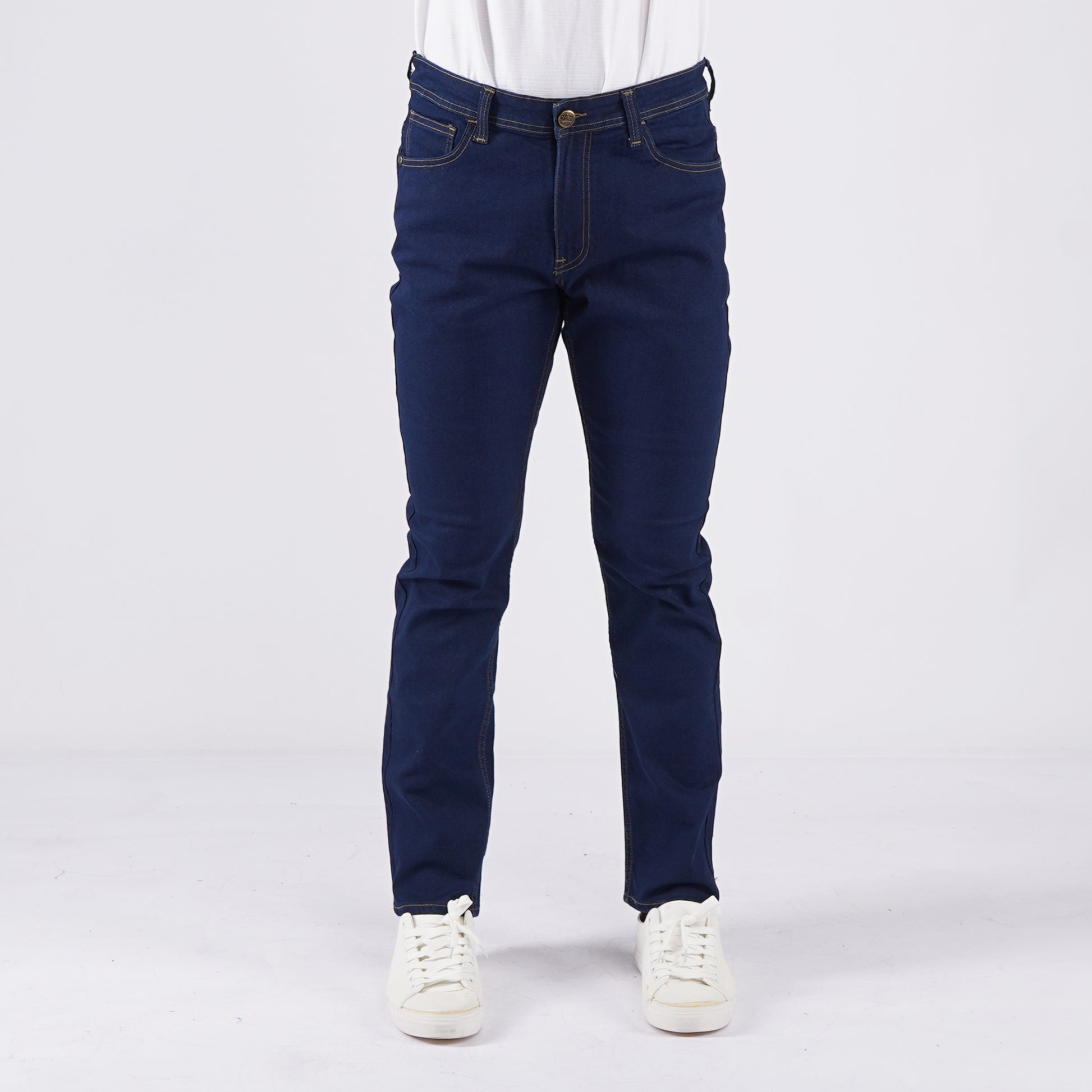 Petrol Basic Denim Pants for Men Skin Tight Fitting Mid Rise