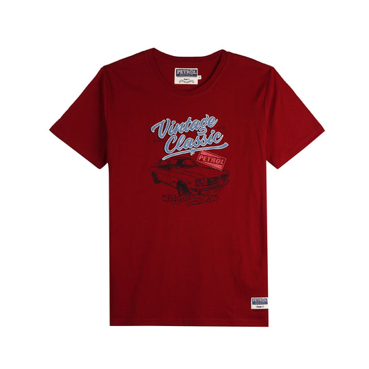 Petrol Basic Tees for Men Slim Fitting Shirt CVC Jersey Fabric Trendy fashion Casual Top Crimson T-shirt for Men 141522-U (Crimson)